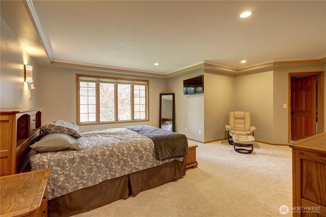 5920 228th Ave NE, Redmond, WA 98053 - bedroom featuring light colored carpet, ornamental molding, baseboards, and recessed lighting