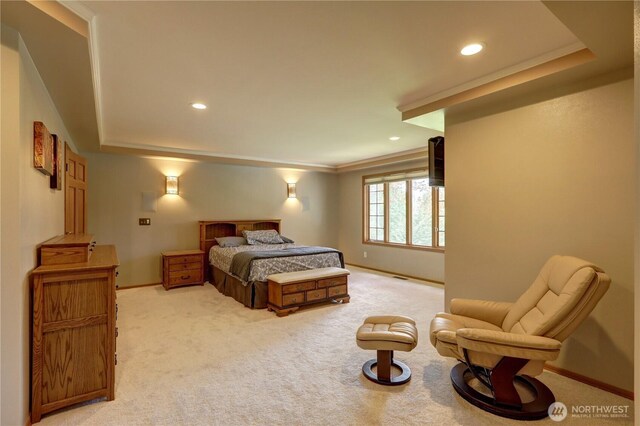 5920 228th Ave NE, Redmond, WA 98053 - bedroom featuring light carpet, recessed lighting, and baseboards