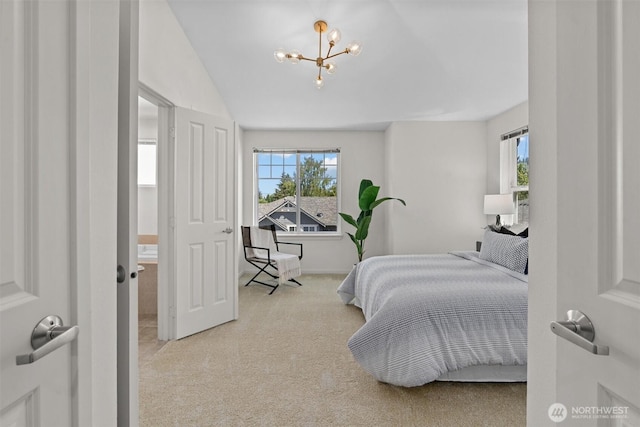 5529 Lakemont Blvd SE Unit 901, Bellevue, WA 98006 - carpeted bedroom with multiple windows, a chandelier, and baseboards