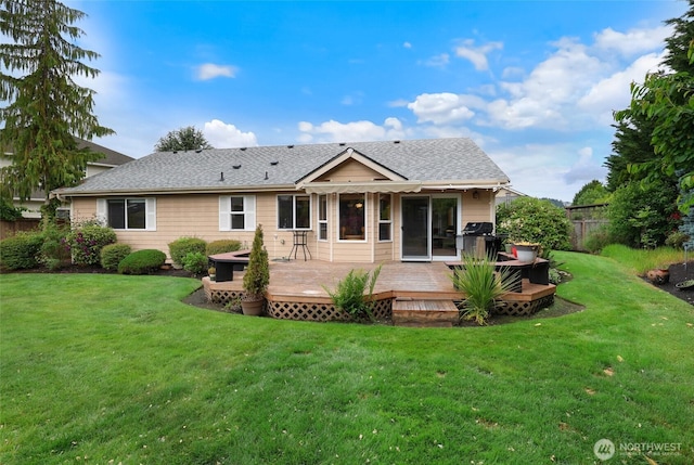 15427 148th Avenue Ct E, Orting, WA 98360 - back of house with a wooden deck and a shingled roof