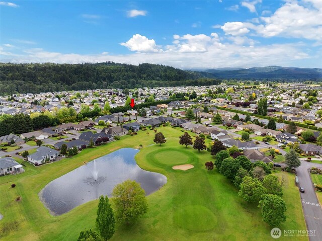 15427 148th Avenue Ct E, Orting, WA 98360 - aerial view of residential area with a water and mountain view and a golf club