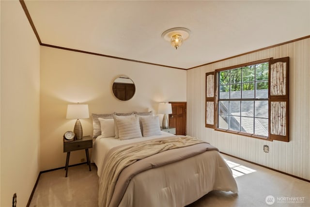 21102 31st Ave SE, Bothell, WA 98021 - carpeted bedroom featuring ornamental molding, baseboards, and wooden walls