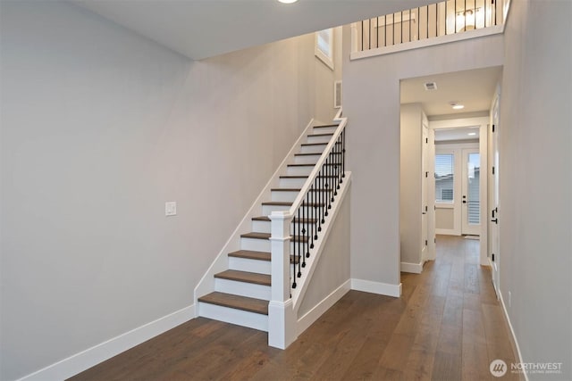 13037 75th Pl S, Seattle, WA 98178 - stairway with wood finished floors, baseboards, and recessed lighting