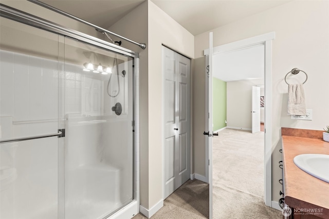 4492 Fantail Pl SW, Port Orchard, WA 98367 - full bathroom with a shower stall, vanity, and baseboards