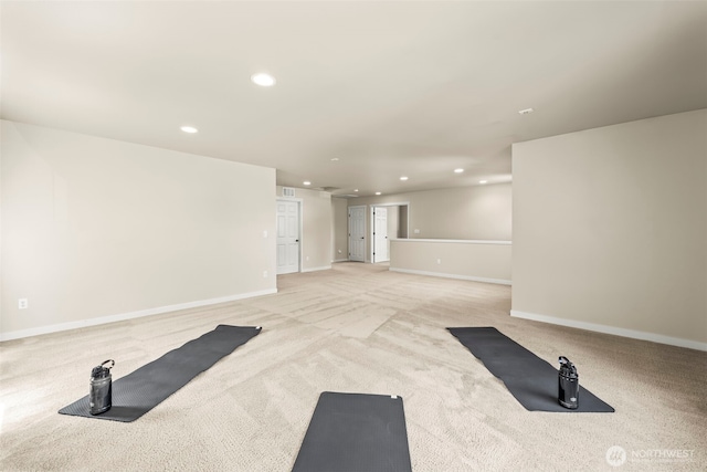 4492 Fantail Pl SW, Port Orchard, WA 98367 - workout area with recessed lighting, light carpet, and baseboards