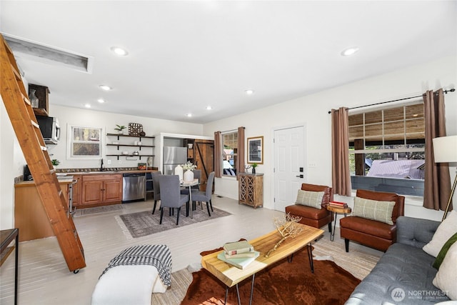 123 5th St, Roslyn, WA 98941 - living area with recessed lighting and light wood-style floors