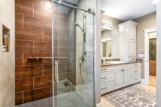 3178 Edgewood Ln, Bellingham, WA 98226 - bathroom featuring a stall shower, tile patterned flooring, and vanity