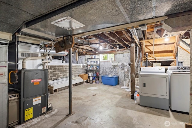 2416 Broadway, Bellingham, WA 98225 - basement featuring separate washer and dryer and heating unit