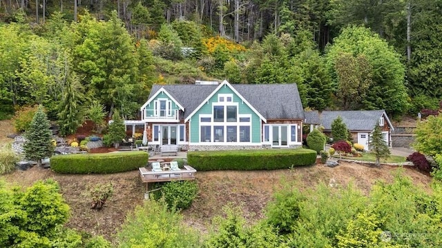 4590 E State Route 106, Union, WA 98592 - back of house featuring french doors and a wooded view