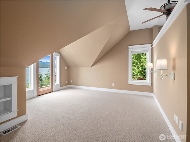 4590 E State Route 106, Union, WA 98592 - additional living space with carpet, vaulted ceiling, a ceiling fan, and baseboards