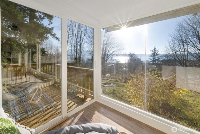2553 Mackenzie Rd, Bellingham, WA 98226 - unfurnished sunroom featuring wood finished floors and a deck
