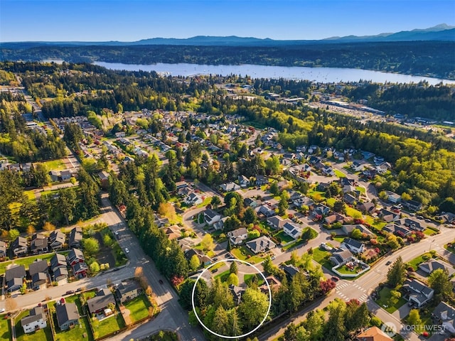 20160 Bue Rund Loop NE, Poulsbo, WA 98370 - aerial view of property's location featuring a water and mountain view and nearby suburban area