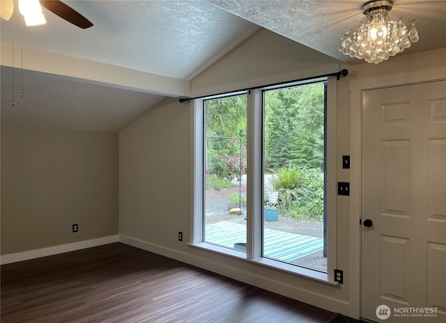 463 Humble Hill Rd, Sequim, WA 98382 - bonus room featuring lofted ceiling, wood finished floors, plenty of natural light, baseboards, and a chandelier