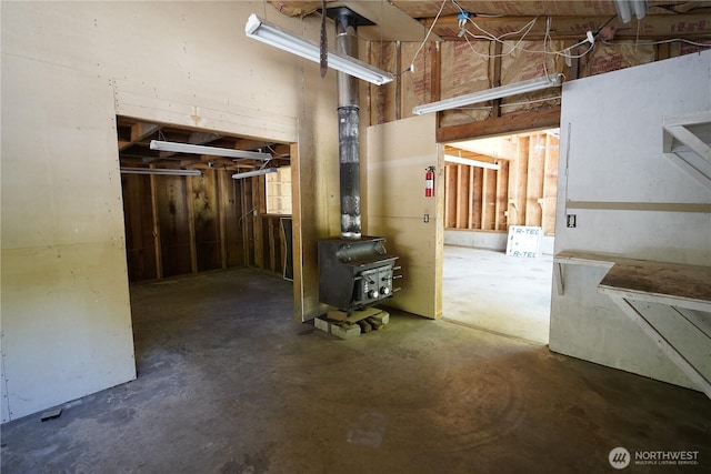 463 Humble Hill Rd, Sequim, WA 98382 - unfinished basement featuring a wood stove