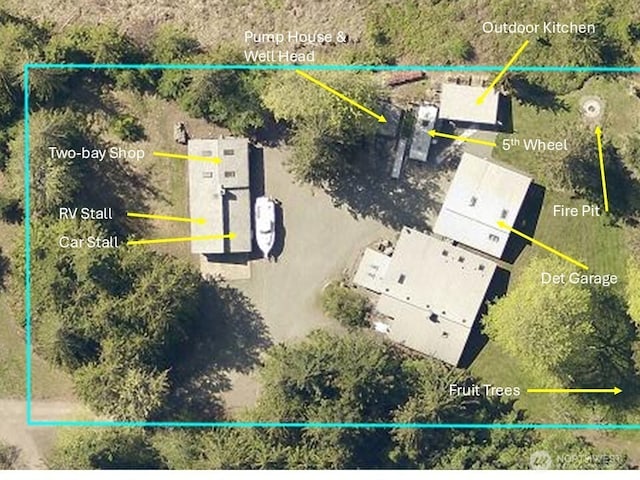 463 Humble Hill Rd, Sequim, WA 98382 - aerial view of property's location with property boundaries highlighted