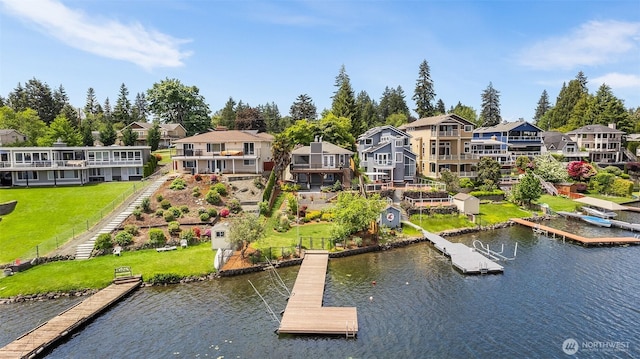 26736 138th Pl SE, Kent, WA 98042 - dock area featuring a water view, a yard, and a residential view