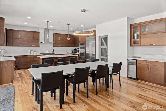 501 Maple Leaf Loop, Cle Elum, WA 98922 - dining space featuring beverage cooler, light wood-style floors, and recessed lighting