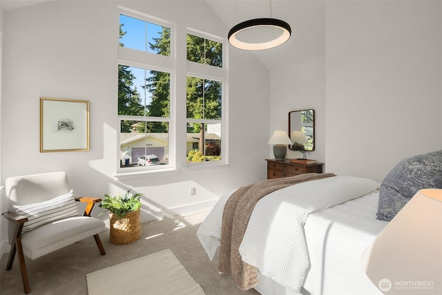 12833 NE 91st St, Kirkland, WA 98033 - carpeted bedroom featuring high vaulted ceiling