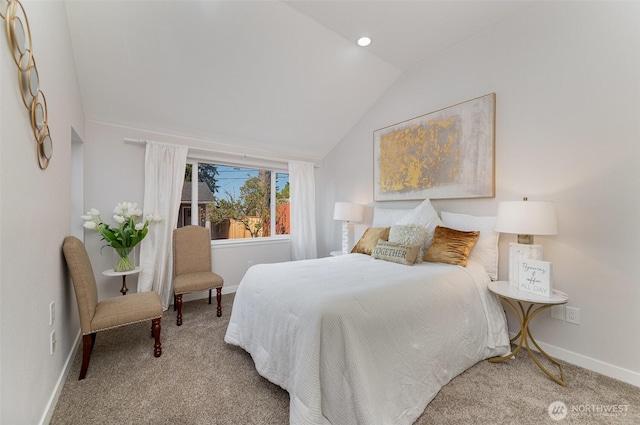 7408 S 128th St, Seattle, WA 98178 - carpeted bedroom featuring vaulted ceiling and baseboards