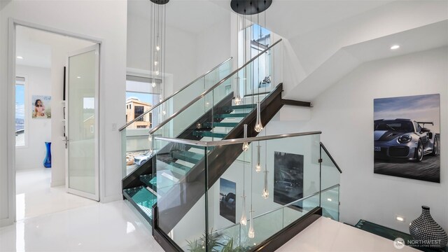 903 N 33rd Pl, Renton, WA 98056 - stairway with tile patterned flooring and recessed lighting