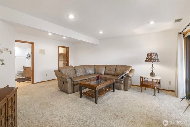 280 Surf St, Westport, WA 98595 - living area featuring light carpet, recessed lighting, and baseboards