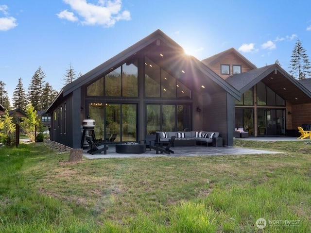 30 Symphony Ct, Cle Elum, WA 98922 - back of house with an outdoor living space, a patio, and a lawn