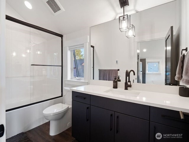 30 Symphony Ct, Cle Elum, WA 98922 - full bathroom featuring vanity, enclosed tub / shower combo, and wood finished floors