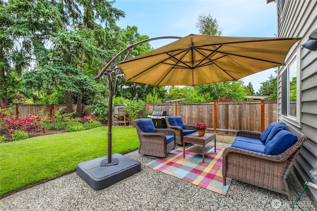 3908 NE 103rd St, Seattle, WA 98125 - fenced backyard with an outdoor living space and a patio area