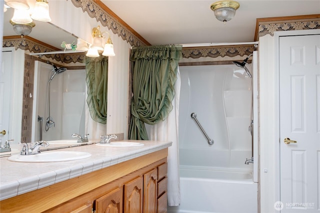 815 NE Karol Loop, College Place, WA 99324 - bathroom with shower / tub combo with curtain and double vanity