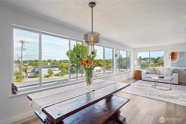 4210 N Vassault St, Tacoma, WA 98407 - living area featuring a textured ceiling, baseboards, a chandelier, and light wood-style floors