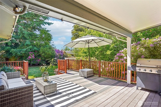 4210 N Vassault St, Tacoma, WA 98407 - deck featuring an outdoor living space and a grill