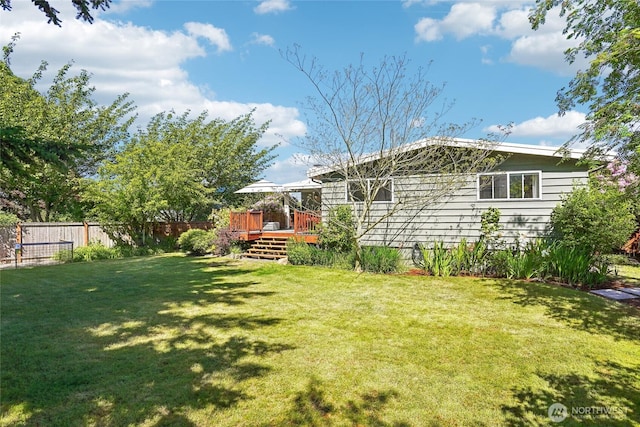 4210 N Vassault St, Tacoma, WA 98407 - view of yard featuring a wooden deck