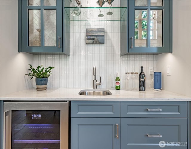 5552 Canvasback Rd, Blaine, WA 98230 - indoor bar with wine cooler and backsplash