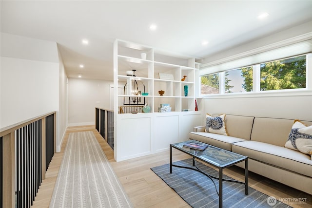 5552 Canvasback Rd, Blaine, WA 98230 - living area with light wood-type flooring, recessed lighting, and ceiling fan
