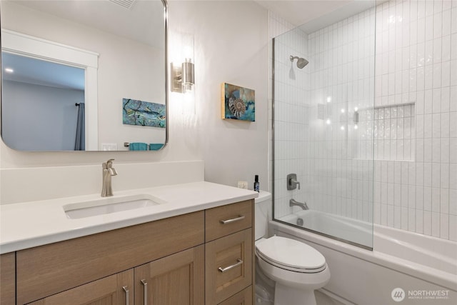 5552 Canvasback Rd, Blaine, WA 98230 - bathroom with vanity, toilet, and tub / shower combination