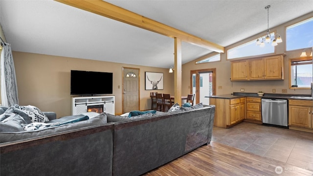 810 E Spring, Dayton, WA 99328 - living area featuring a chandelier and light wood-style floors