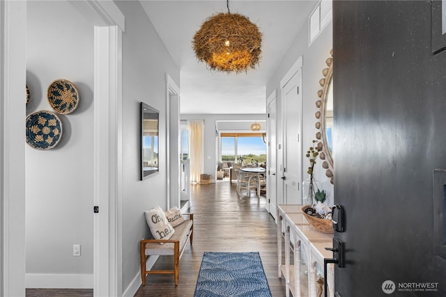 1401 S Cohasset Crst, Westport, WA 98595 - hallway with dark wood finished floors and baseboards