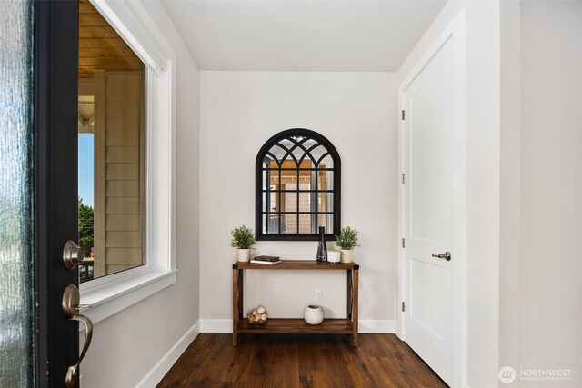 8009 197th Ave E, Bonney Lake, WA 98391 - entrance foyer with dark wood-type flooring and baseboards