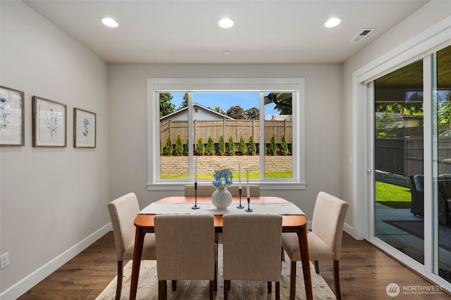 8009 197th Ave E, Bonney Lake, WA 98391 - dining space with dark wood finished floors and recessed lighting