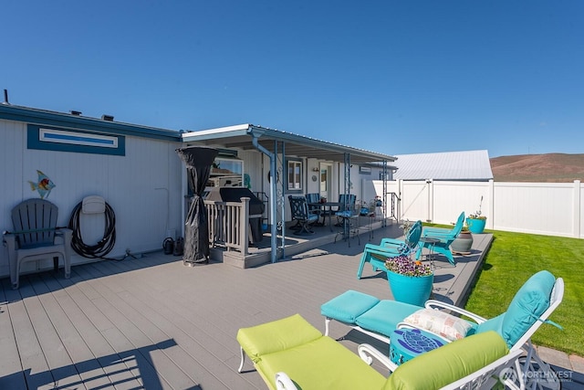 307 Hilltop Cir, Ephrata, WA 98823 - view of patio / terrace with a deck, an outdoor living space, and outdoor dining space