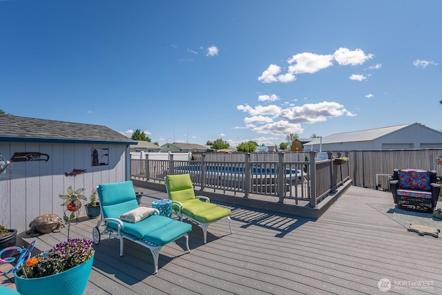 307 Hilltop Cir, Ephrata, WA 98823 - wooden terrace featuring a pool