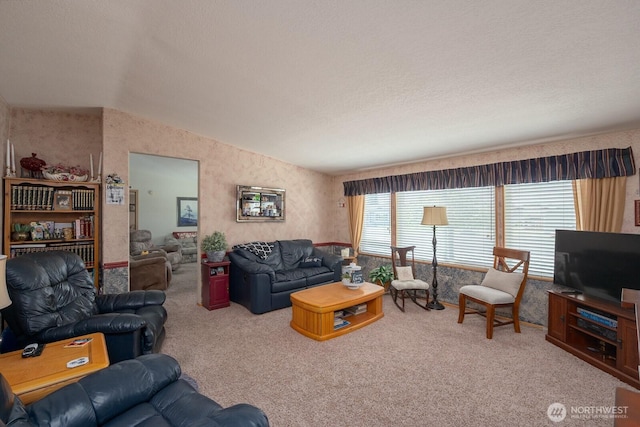 307 Hilltop Cir, Ephrata, WA 98823 - carpeted living room featuring lofted ceiling