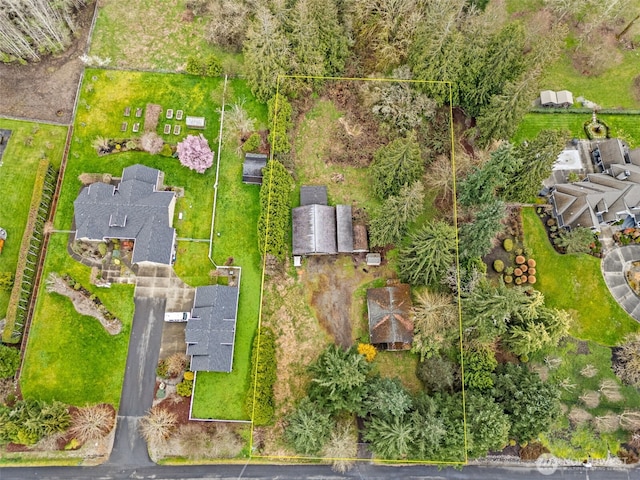 15421 50th Ave E, Tacoma, WA 98446 - aerial view of property and surrounding area with property boundaries highlighted