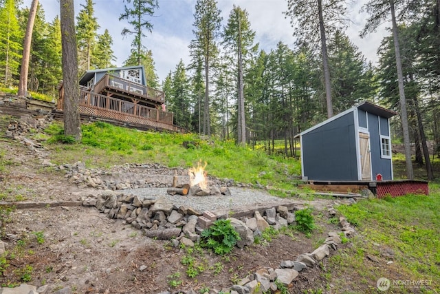 451 Aspen Springs Rd, Cle Elum, WA 98922 - view of yard with a wooden deck and a fire pit