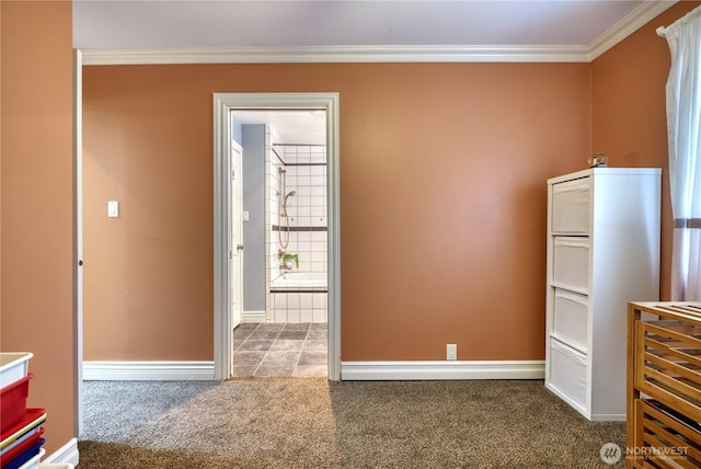 245 Shady Glen Ave, Point Roberts, WA 98281 - kitchen with crown molding, carpet floors, and baseboards