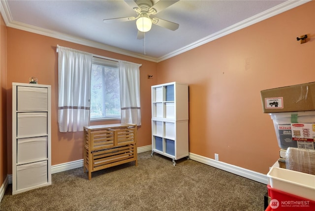 245 Shady Glen Ave, Point Roberts, WA 98281 - carpeted bedroom with ornamental molding, baseboards, and ceiling fan