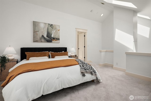 3122 Franklin Ave E Unit A, Seattle, WA 98102 - bedroom with a skylight, carpet floors, lofted ceiling, and baseboards