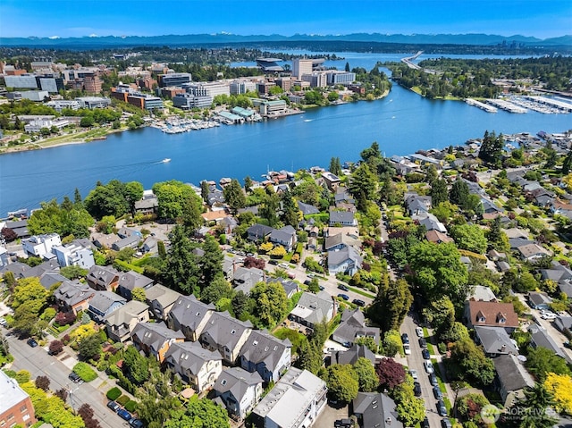 3122 Franklin Ave E Unit A, Seattle, WA 98102 - aerial perspective of suburban area with a water and mountain view