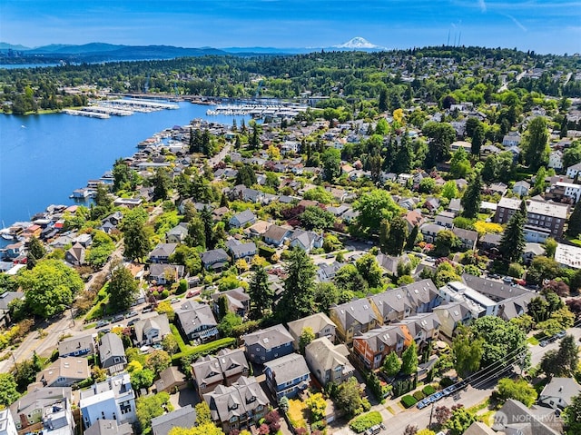3122 Franklin Ave E Unit A, Seattle, WA 98102 - aerial view of residential area featuring a water and mountain view and a marina