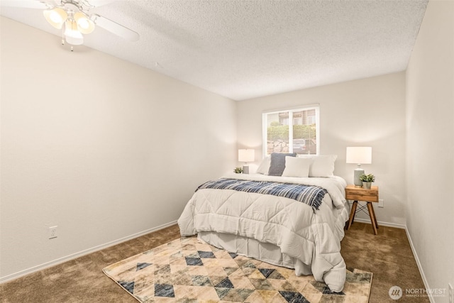 615 75th St SE Unit C-44, Everett, WA 98203 - carpeted bedroom featuring baseboards, a textured ceiling, and ceiling fan